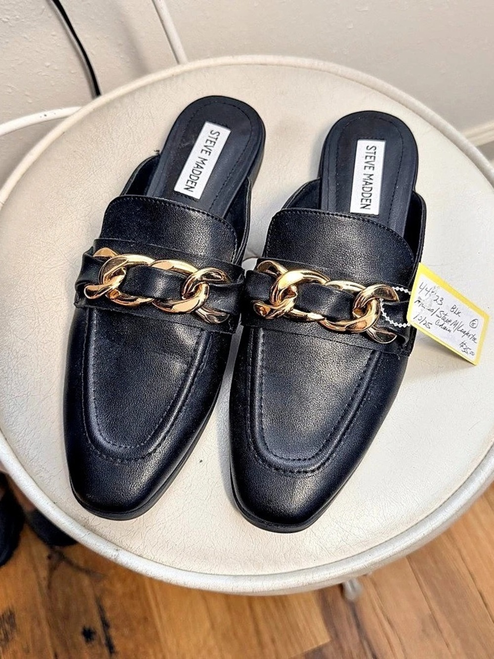 Steve Madden Faraway Chain Mule Loafers Black NWT